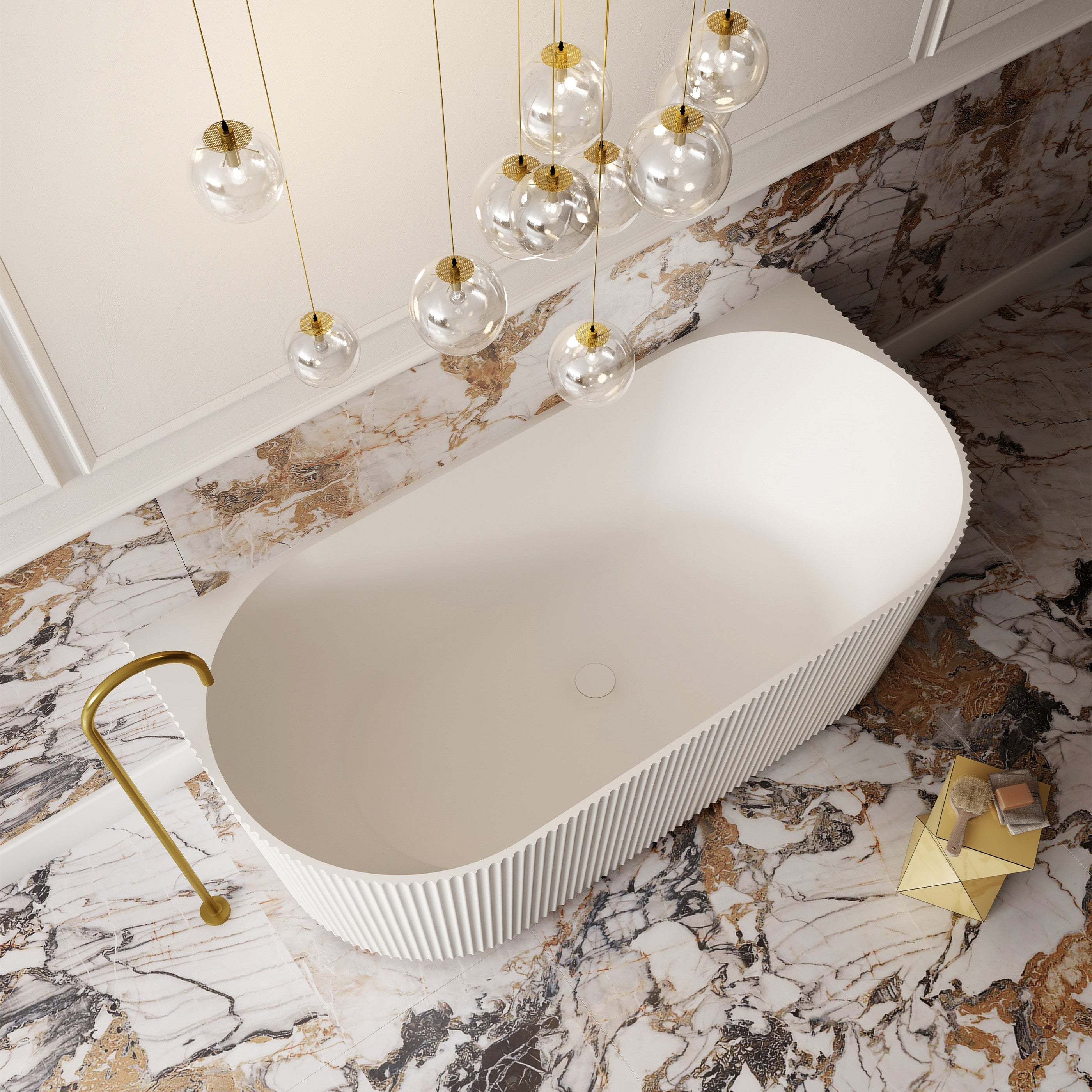 Cassa Design V-Groove 1700mm Back to Wall Bath Matte White BT-VG1700BTW