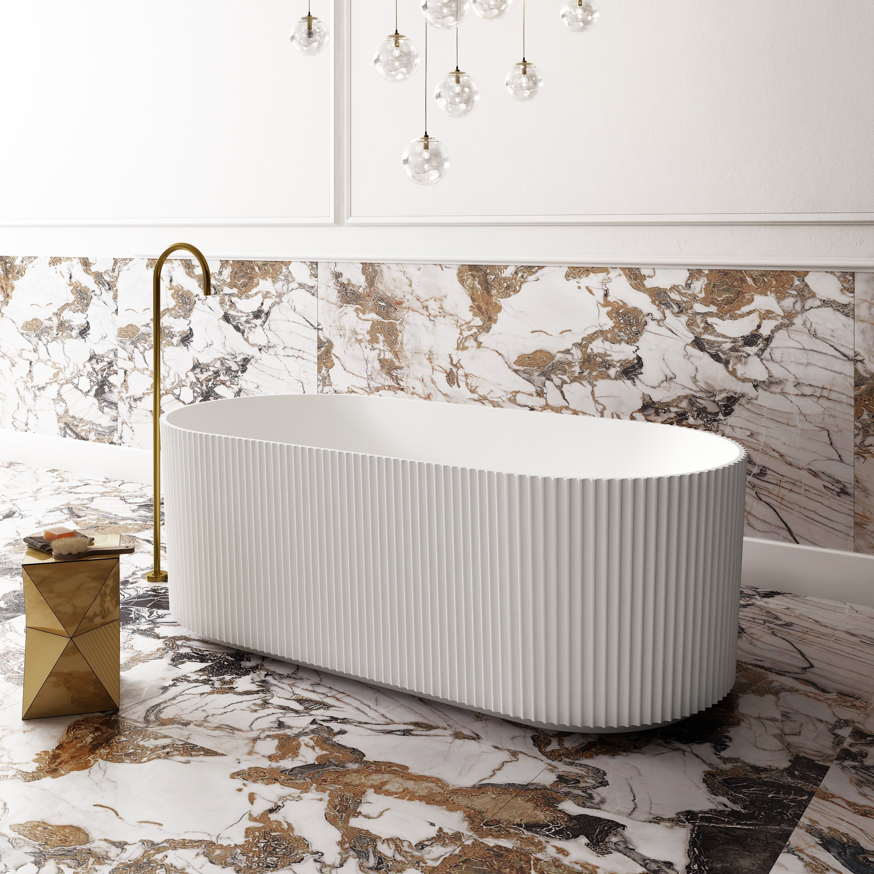 Cassa Design V-Groove 1500mm Freestanding Bath Matte White BT-VG1500