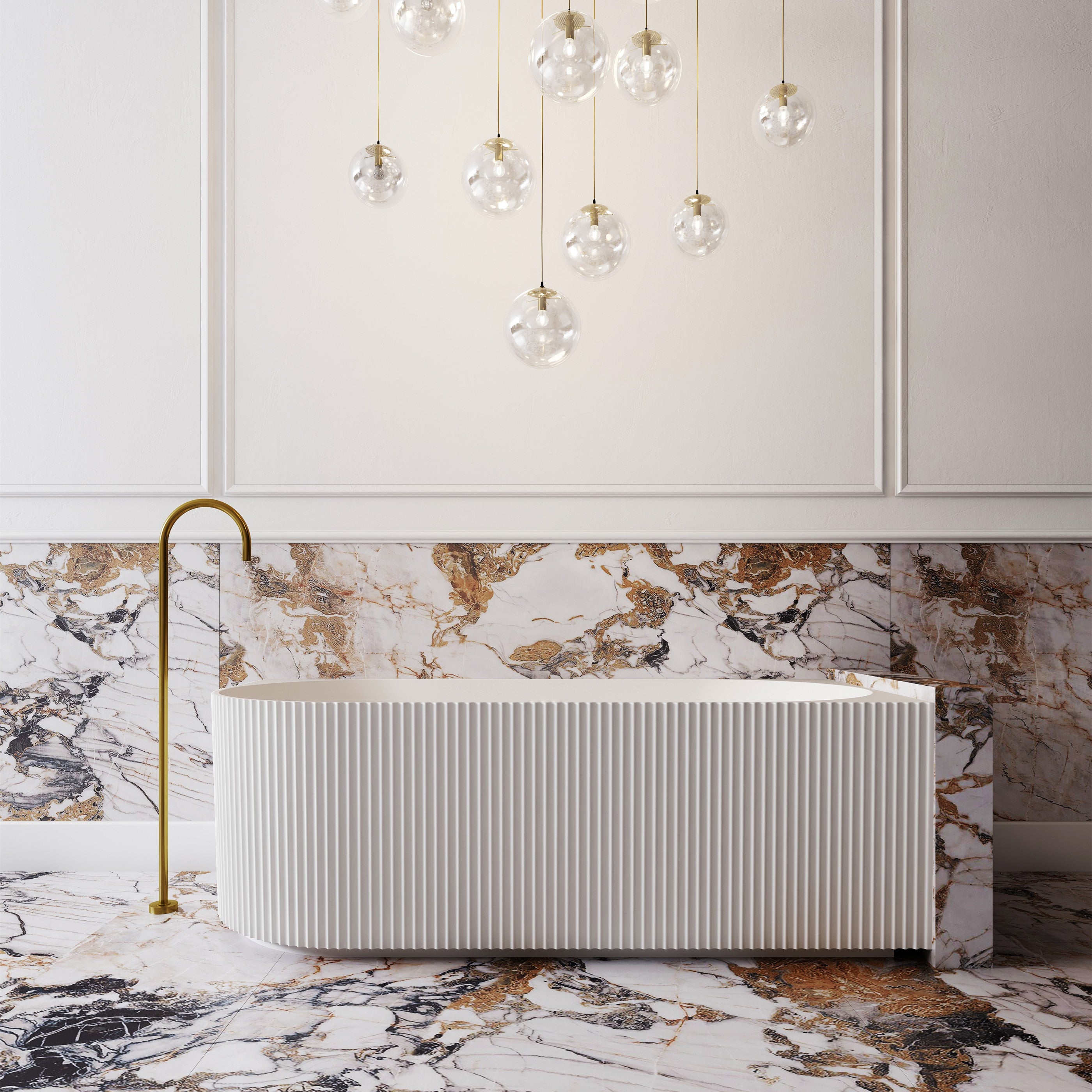 Cassa Design V-Groove 1700mm Right Hand Corner Bath Matte White BT-VG1700R
