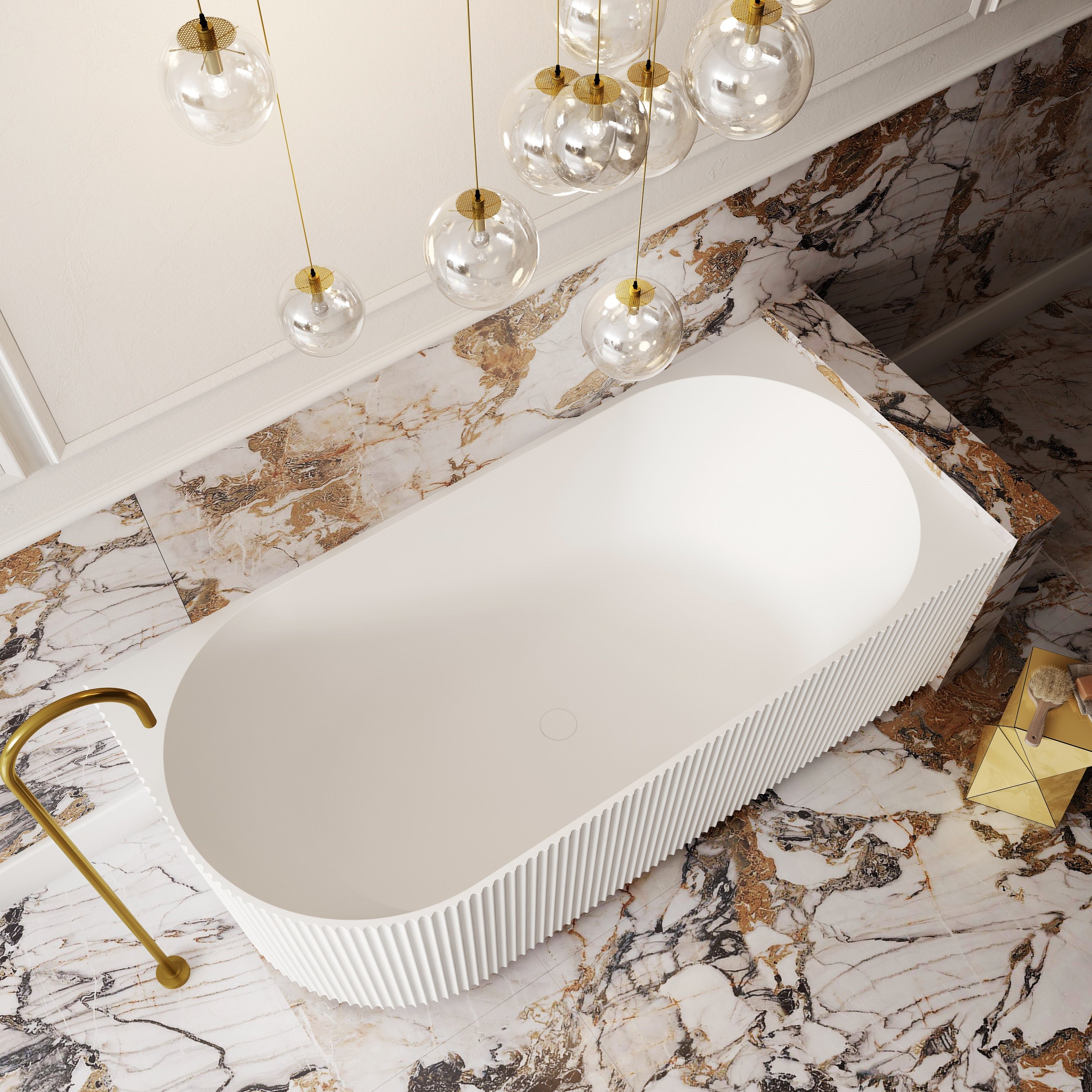Cassa Design V-Groove 1700mm Right Hand Corner Bath Matte White BT-VG1700R