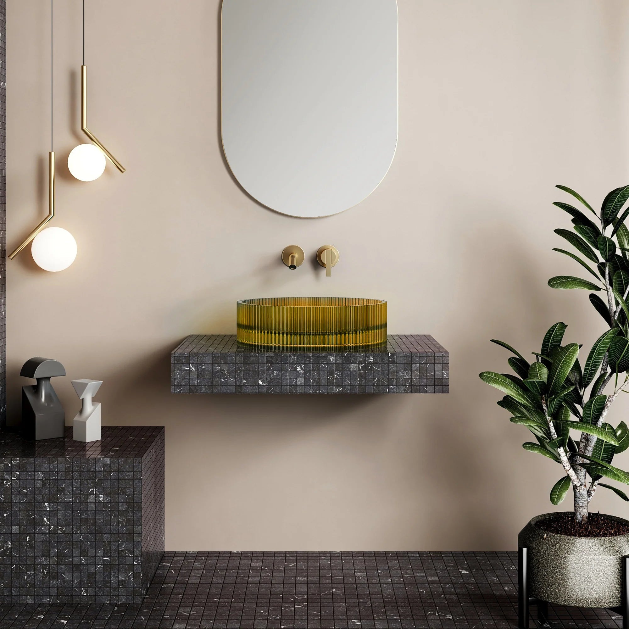 Cassa Design Wow V-Groove Translucency Round Above Counter Basin VG363610