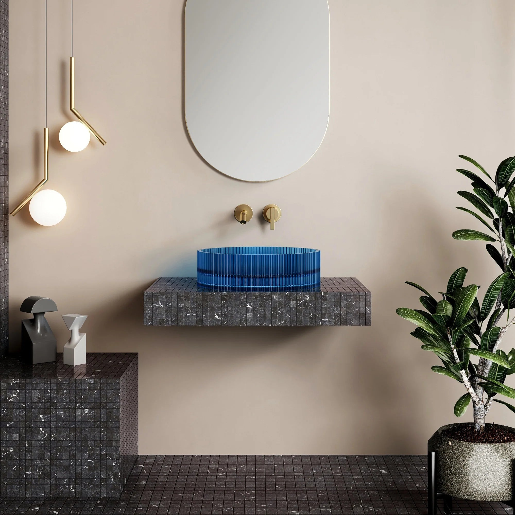 Cassa Design Wow V-Groove Translucency Round Above Counter Basin VG363610