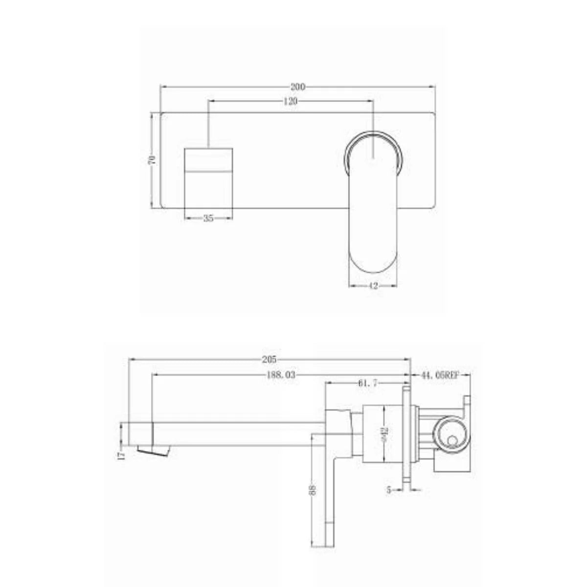 Nero Ecco Wall Basin/Bath Mixer YSW3013-07a