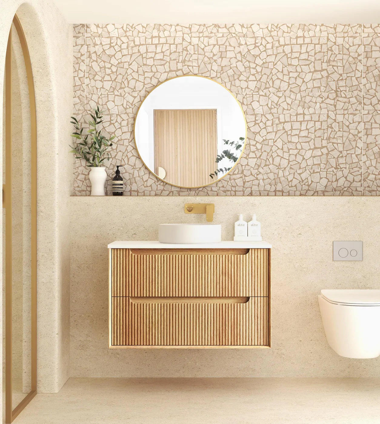 Otti Byron Fluted 900mm Woodland Oak Vanity