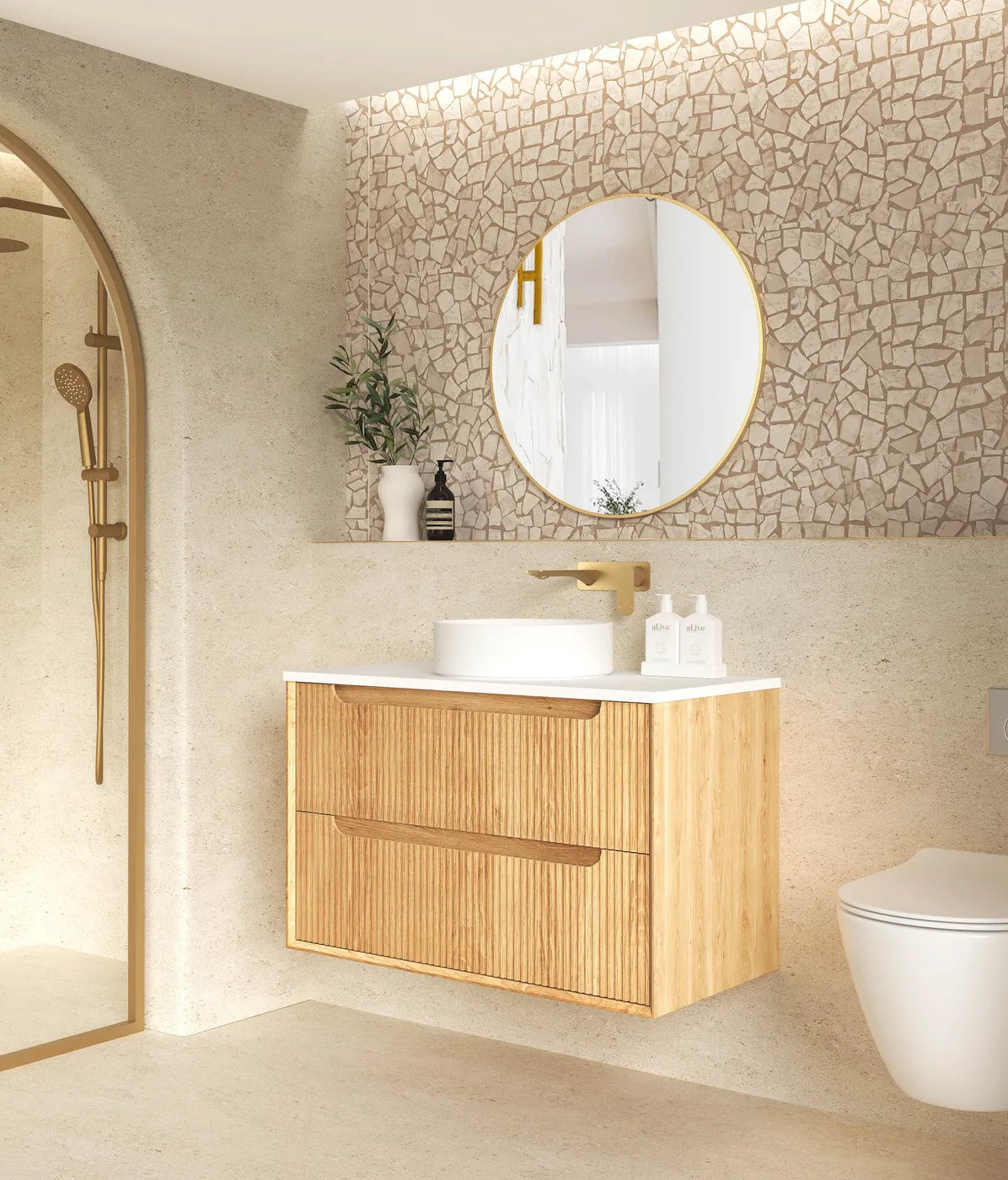 Otti Byron Fluted 900mm Woodland Oak Vanity
