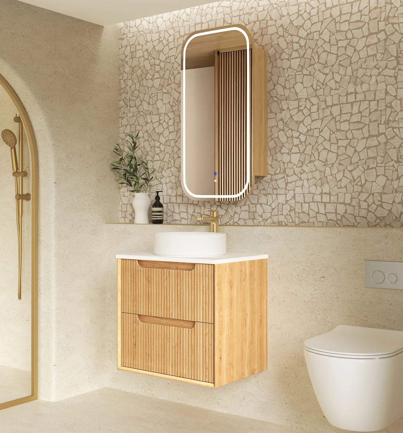 Otti Byron Fluted 600mm Woodland Oak Vanity