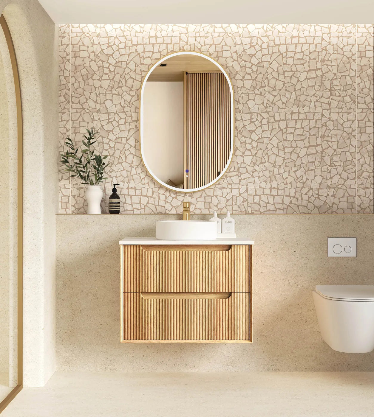 Otti Byron Fluted 750mm Woodland Oak Vanity