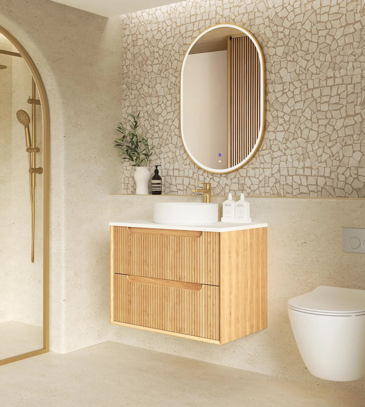 Otti Byron Fluted 750mm Woodland Oak Vanity