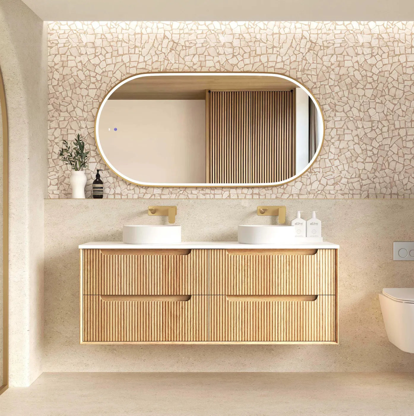Otti Byron Fluted 1500mm Woodland Oak Vanity
