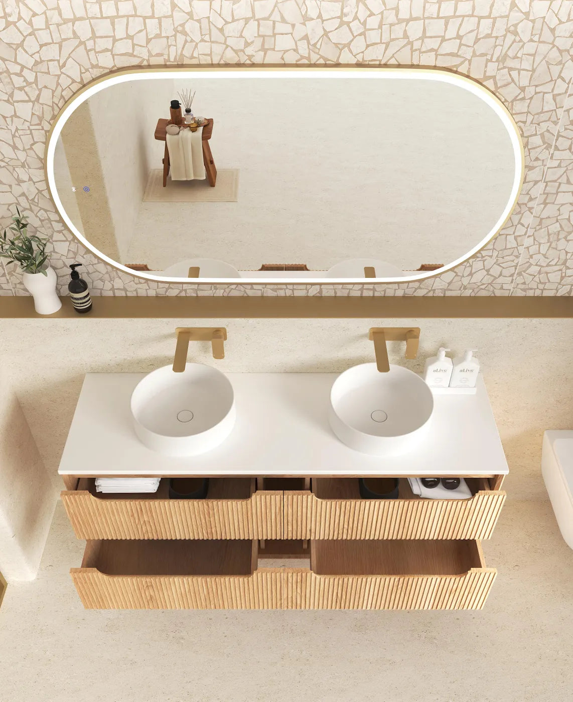 Otti Byron Fluted 1500mm Woodland Oak Vanity