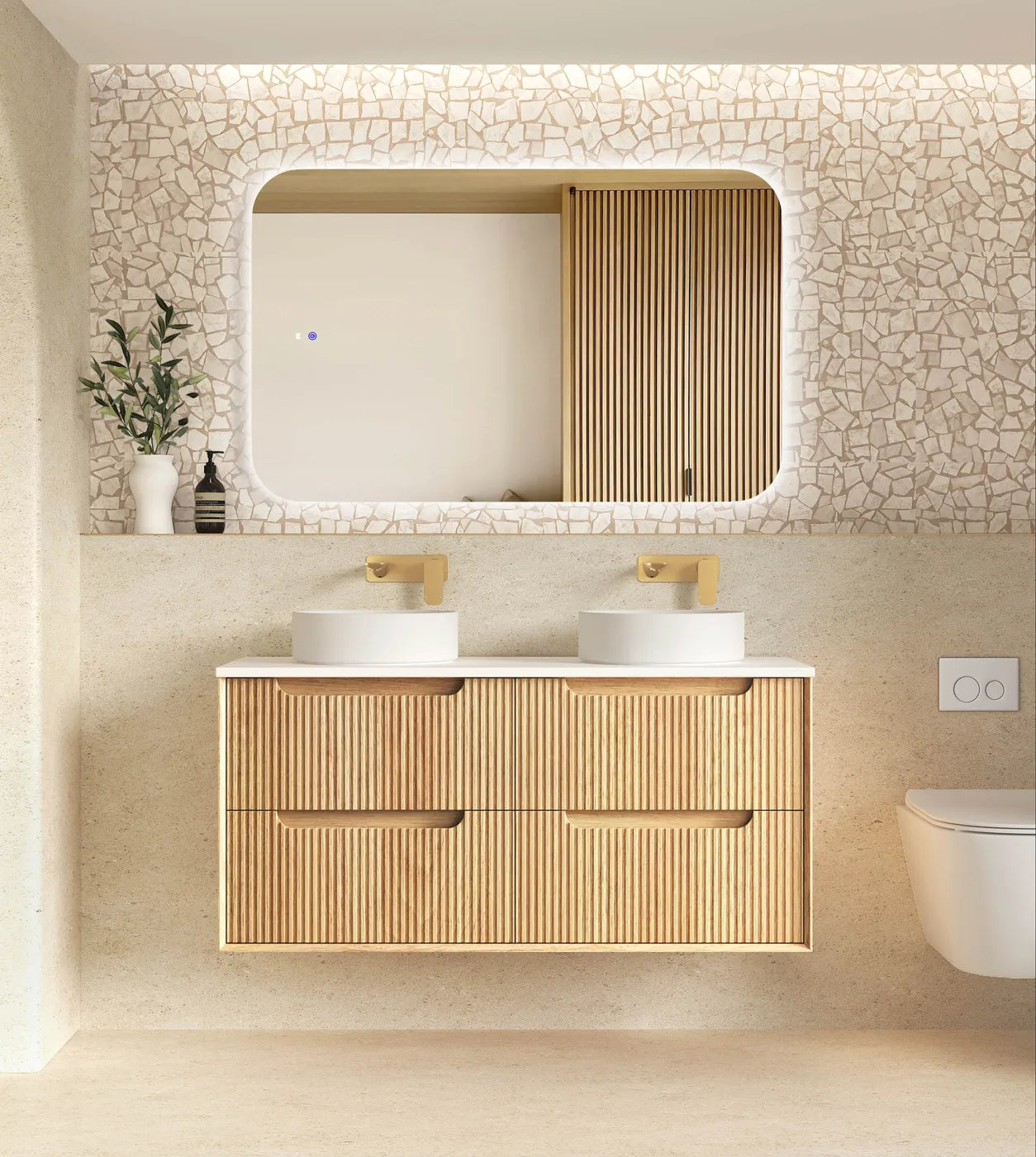 Otti Byron Fluted 1200mm All-Drawer Woodland Oak Vanity