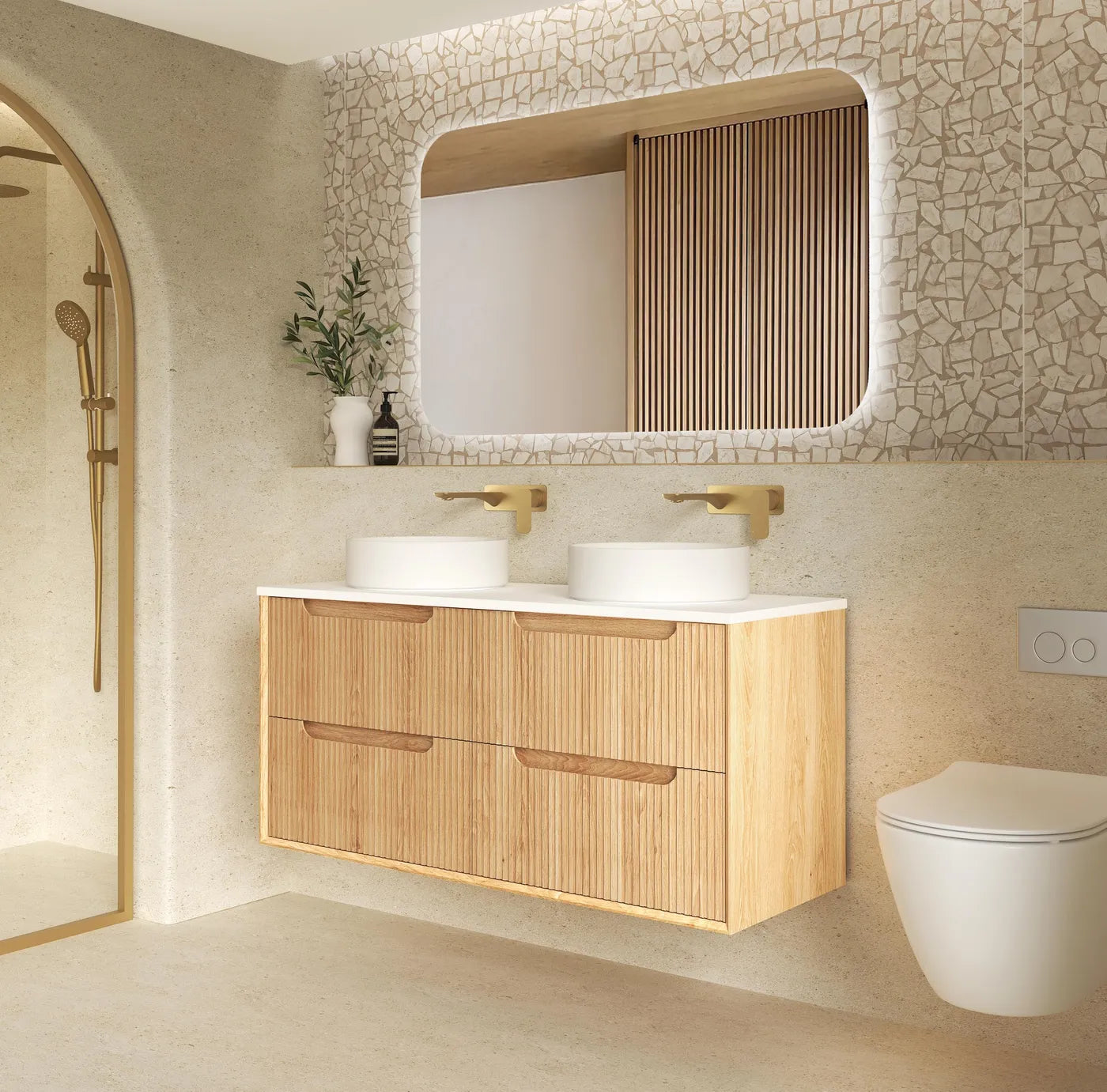 Otti Byron Fluted 1200mm All-Drawer Woodland Oak Vanity
