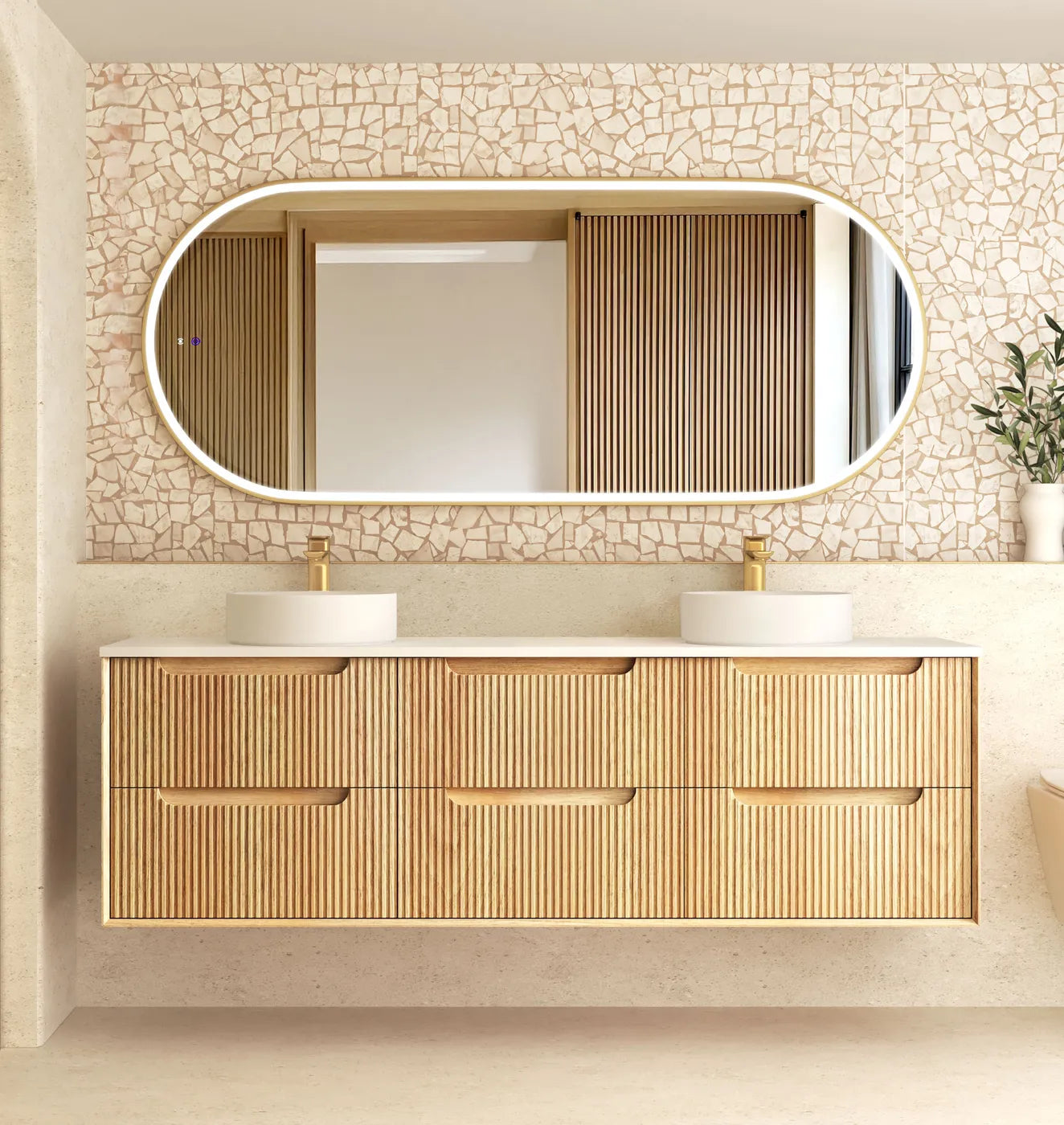 Otti Byron Fluted 1800mm Woodland Oak Vanity