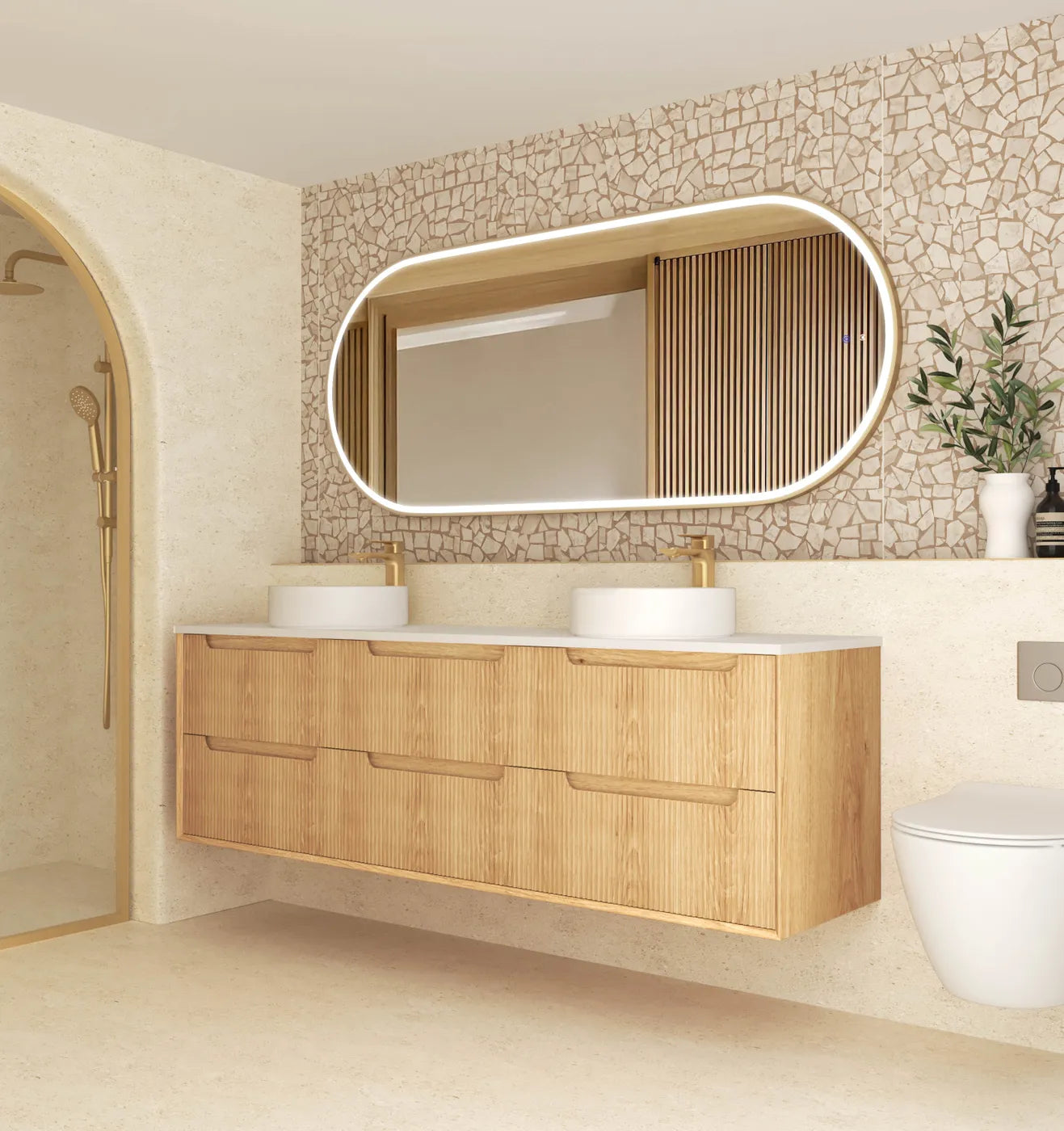 Otti Byron Fluted 1800mm Woodland Oak Vanity
