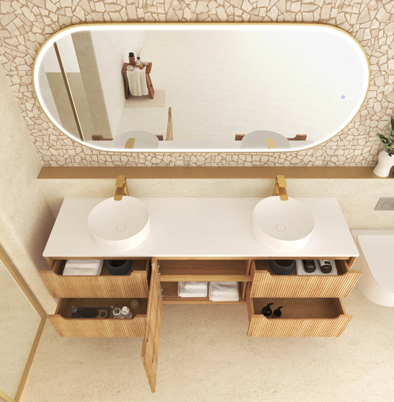 Otti Byron Fluted 1800mm Woodland Oak Vanity