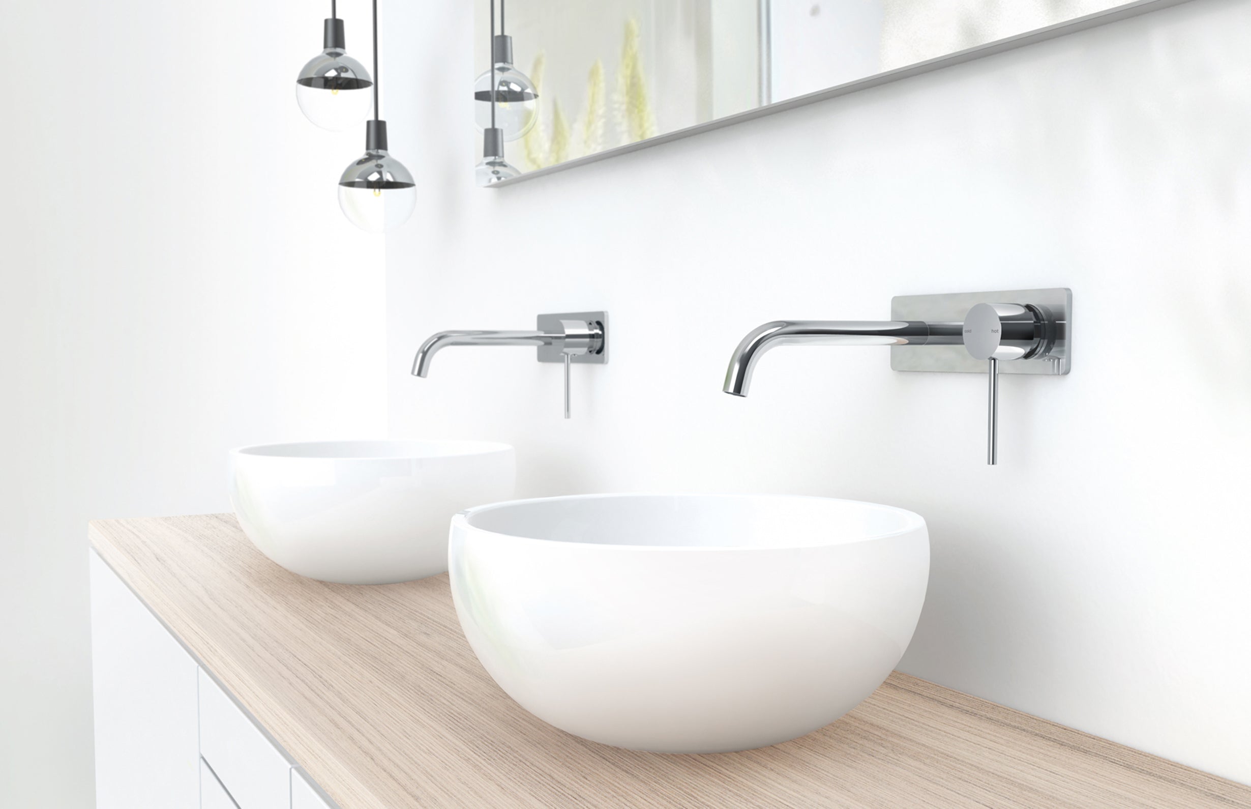 Phoenix Vivid Slimline SwitchMix Wall Basin / Bath Mixer Set 180mm Fit-Off Kit Lead Free VS2812-1