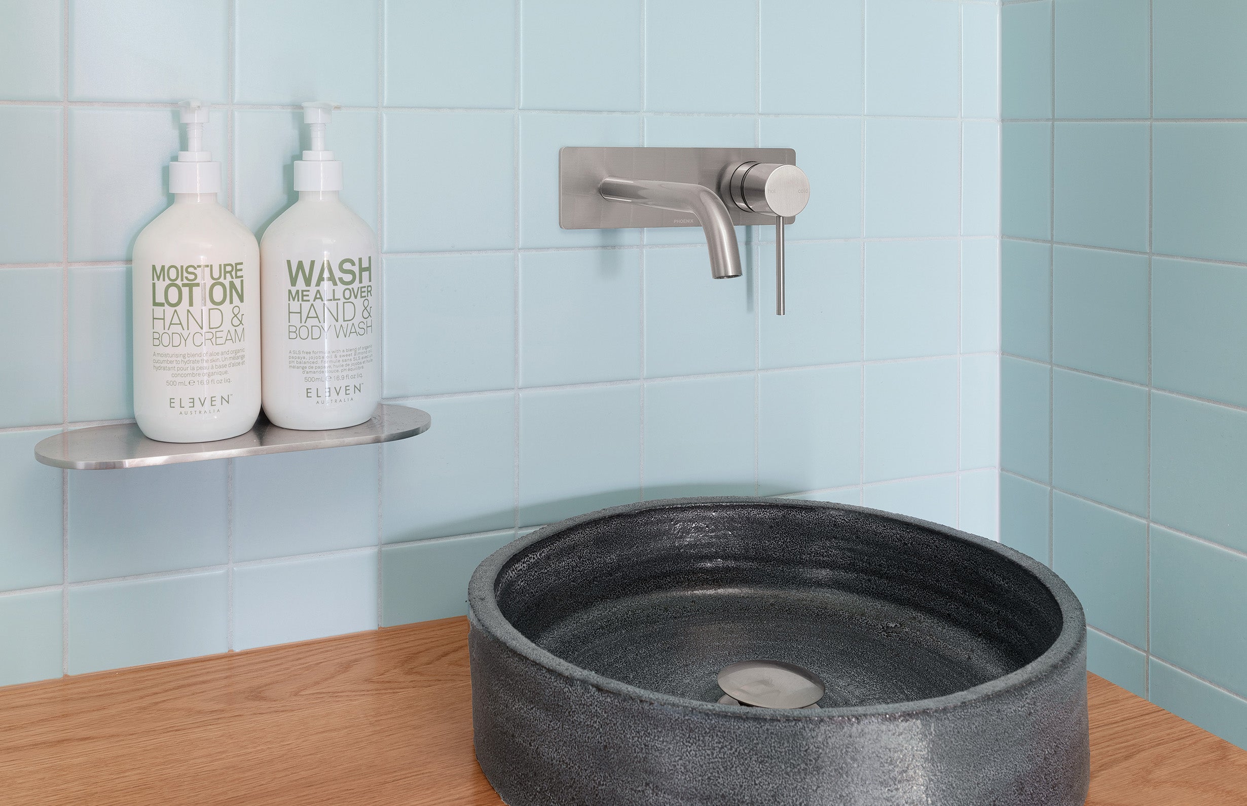Phoenix Vivid Slimline SwitchMix Wall Basin / Bath Mixer Set 180mm Fit-Off Kit Lead Free VS2812-1