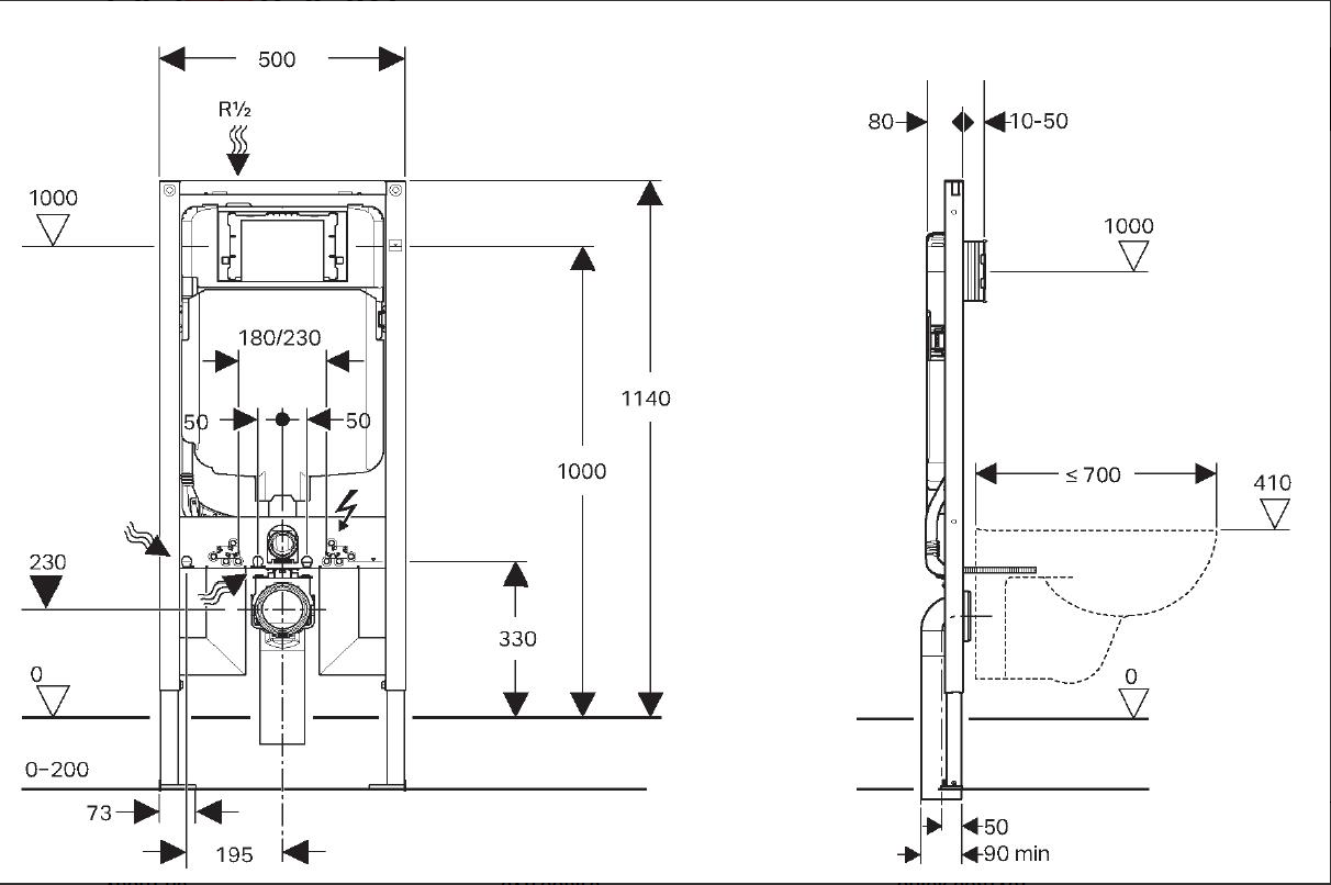 Geberit Sigma8-F Duofix Inwall Cistern