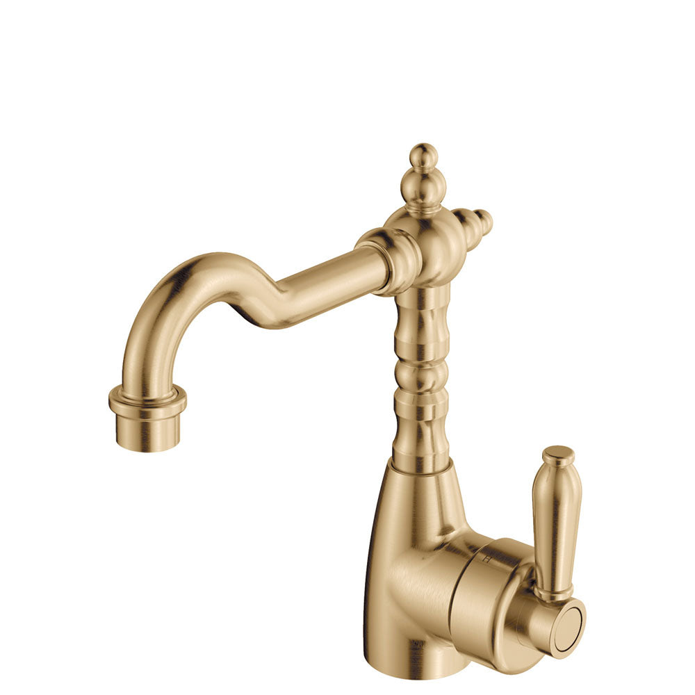 Fienza Eleanor Shepherds Crook Basin Mixer Urban Brass 202103UU