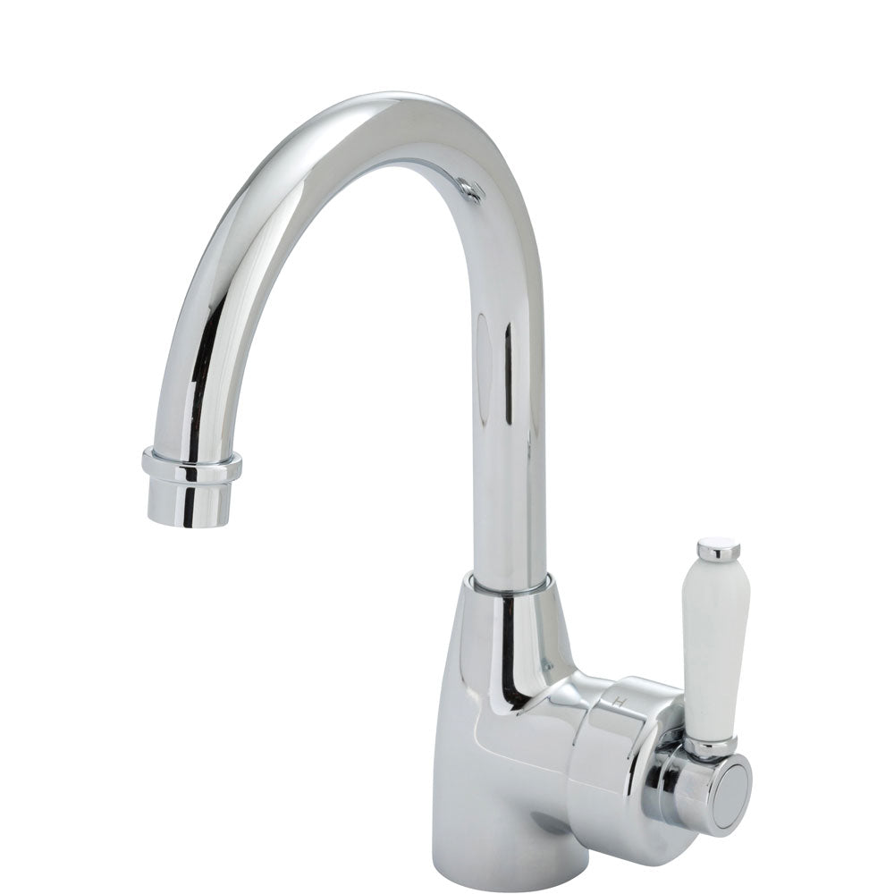 Fienza Eleanor Gooseneck Basin Mixer Chrome/Ceramic Handle 202104