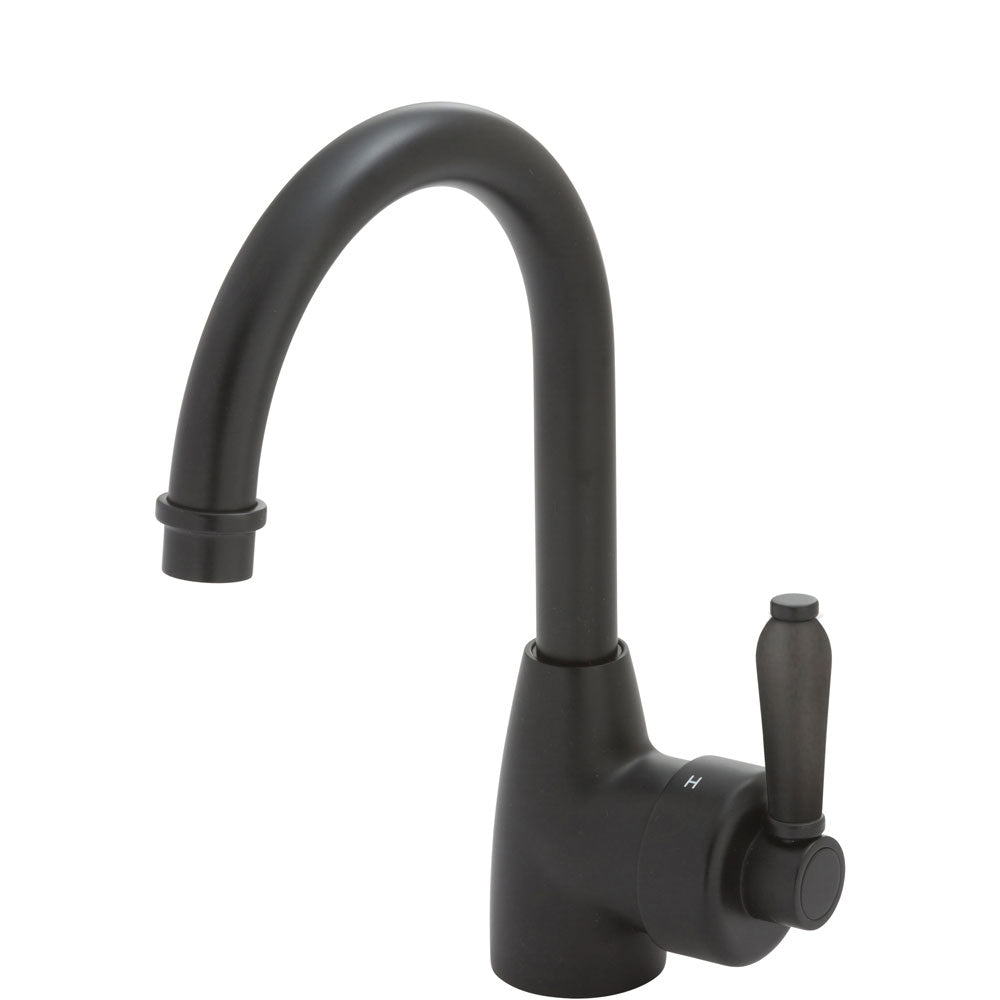 Fienza Eleanor Gooseneck Basin Mixer Matte Black 202104BL