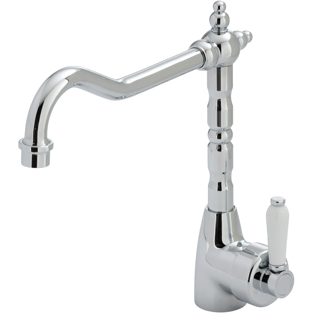 Fienza Eleanor Shepherds Crook Sink Mixer Chrome/Ceramic Handle 202105