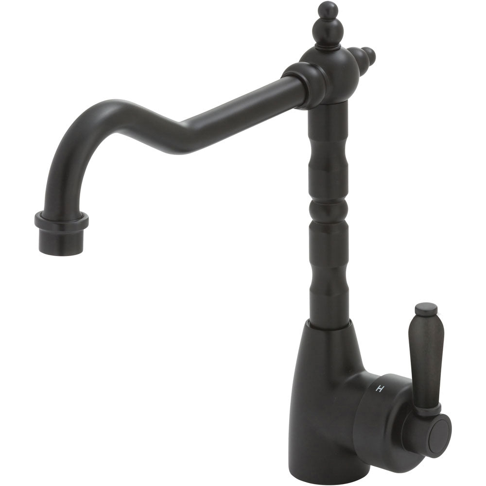 Fienza Eleanor Shepherds Crook Sink Mixer Matte Black 202105BL