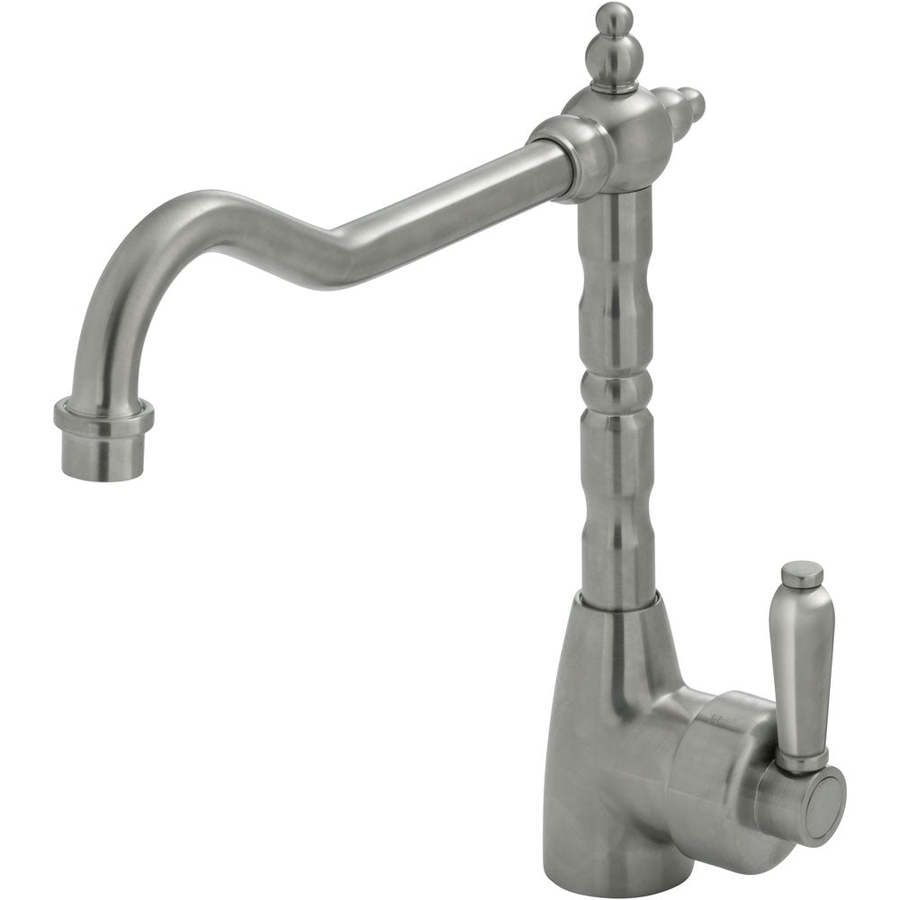 Fienza Eleanor Shepherds Crook Sink Mixer Brushed Nickel 202105NN