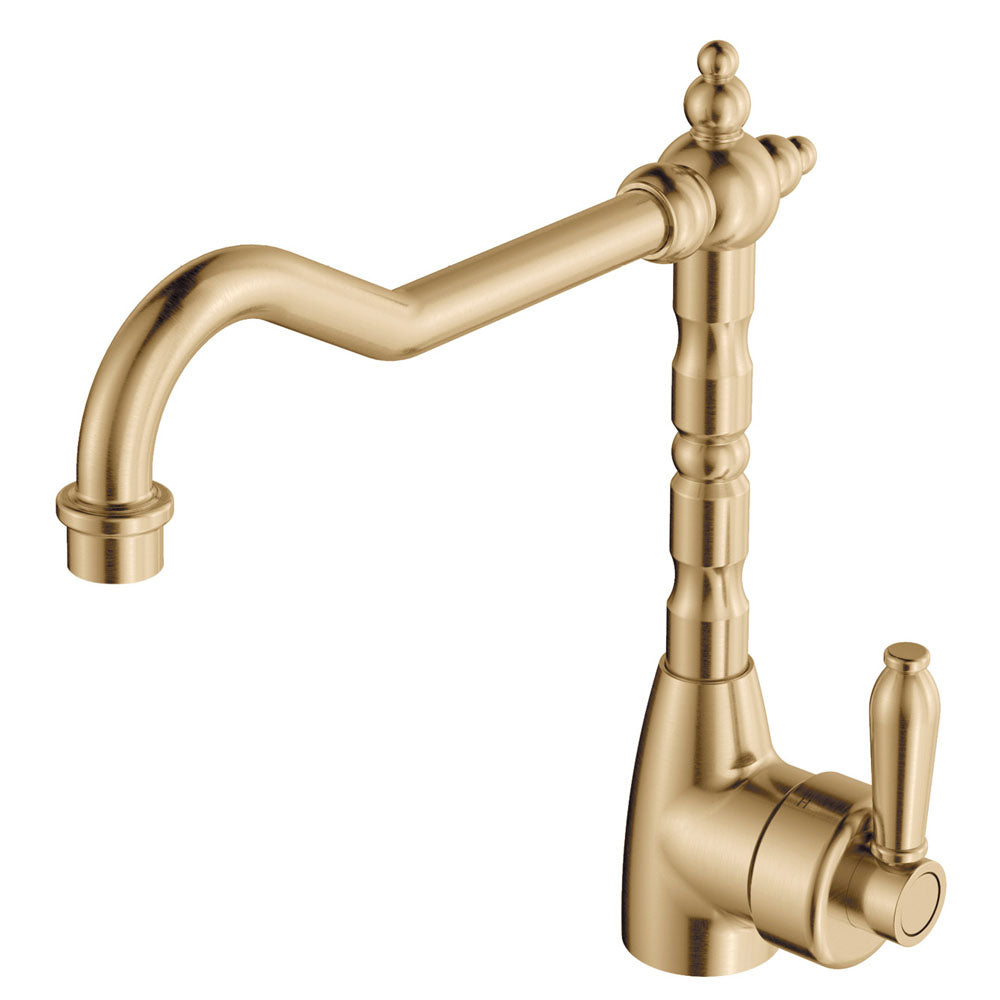 Fienza Eleanor Shepherds Crook Sink Mixer Urban Brass 202105UU