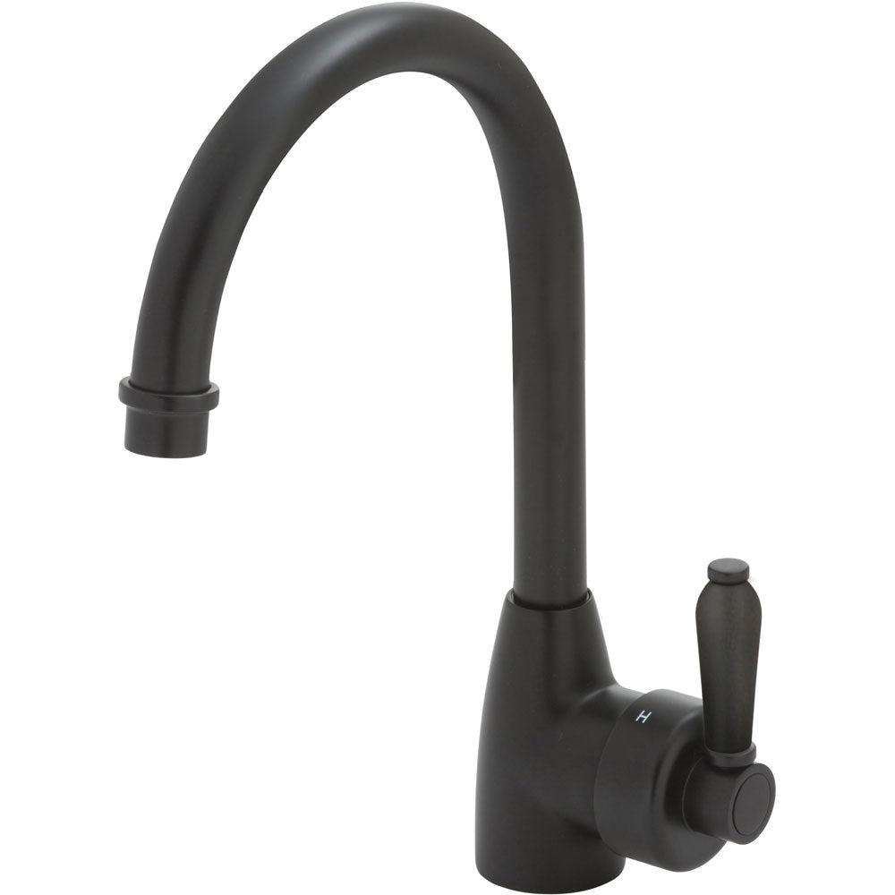 Fienza Eleanor Gooseneck Sink Mixer Matte Black 202109BL