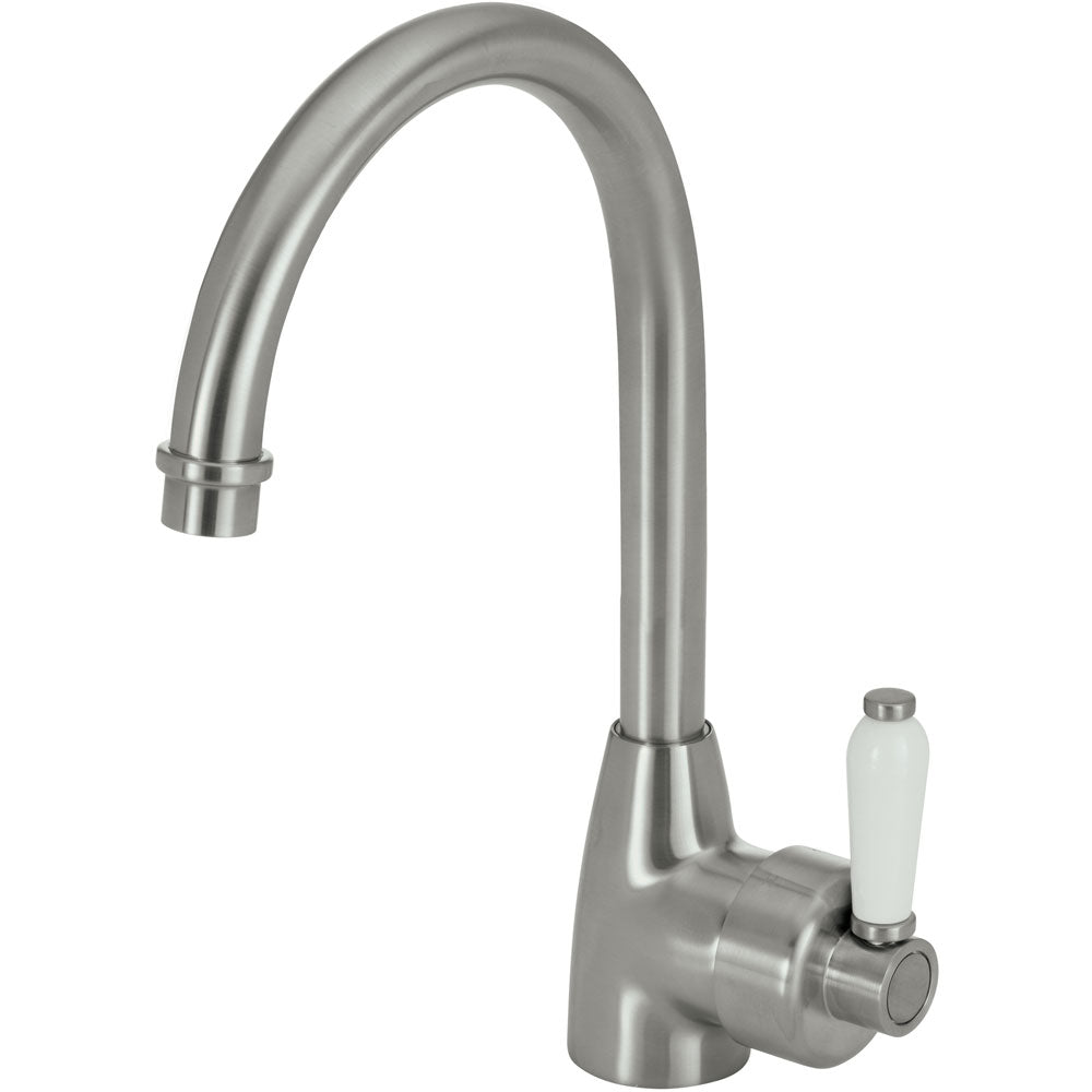 Fienza Eleanor Gooseneck Sink Mixer Brushed Nickel/Ceramic Handle 202109BN