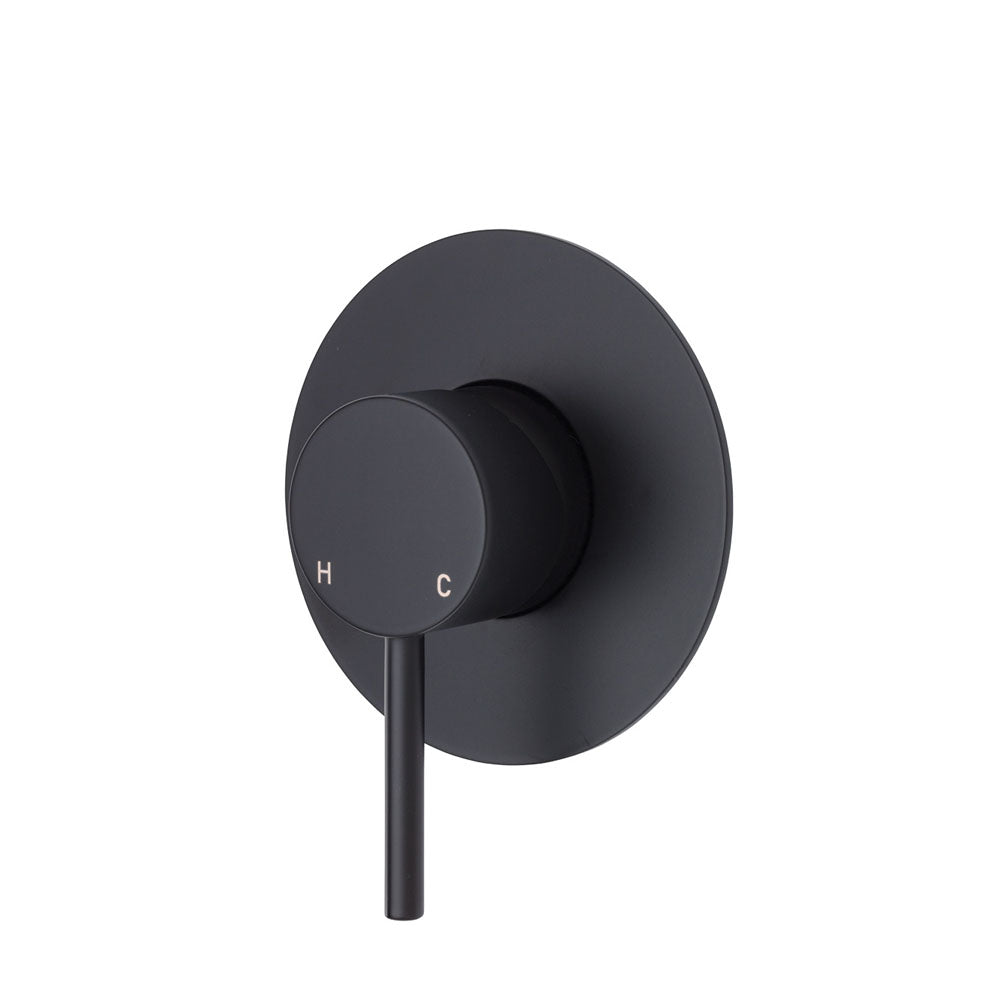 Fienza Kaya Shower/Bath Mixer Matte Black, Large Plate 228101B-3