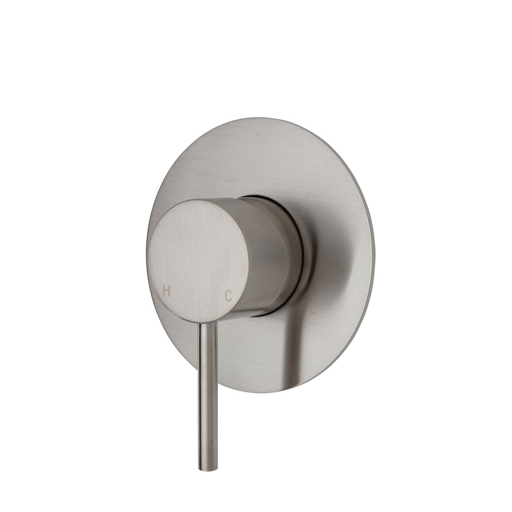 Fienza Kaya Shower/Bath Mixer Brushed Nickel, Large Plate 228101BN-3