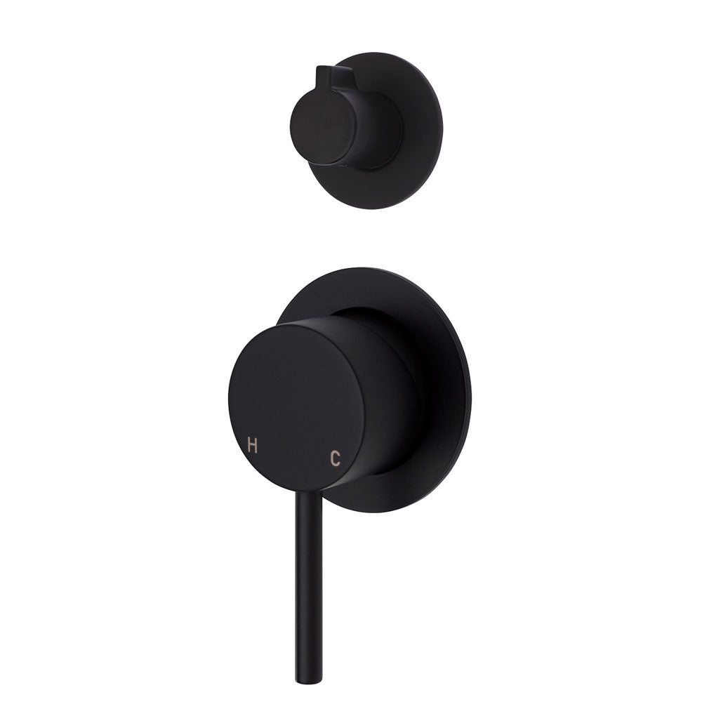 Fienza Kaya Shower/Bath Diverter Mixer Matte Black (Separate Plates) 228102B-4