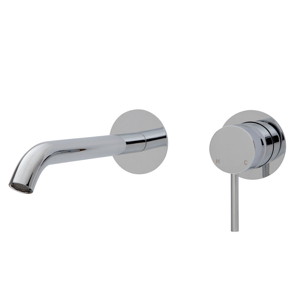 Fienza Kaya Wall Basin/Bath Mixer Chrome, 200mm Outlet (Separate Plates) 228104-200