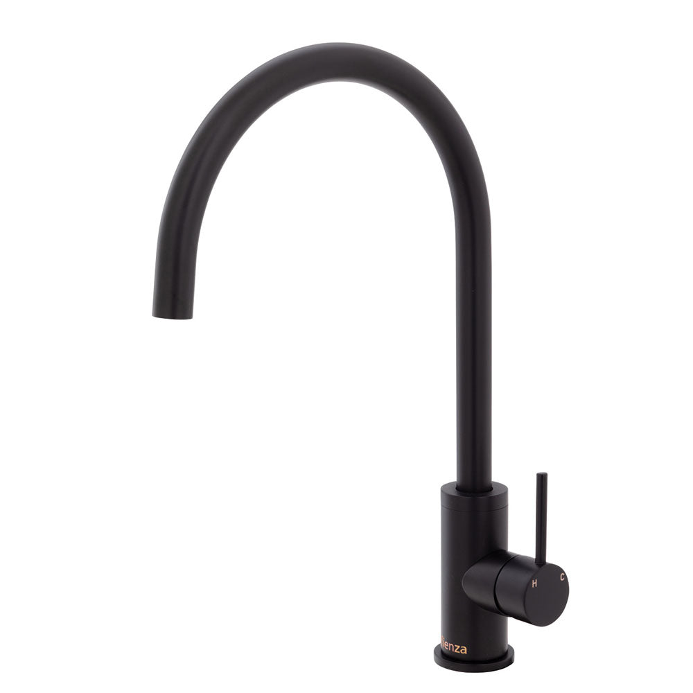 Fienza Kaya Gooseneck Sink Mixer Matte Black 228105B
