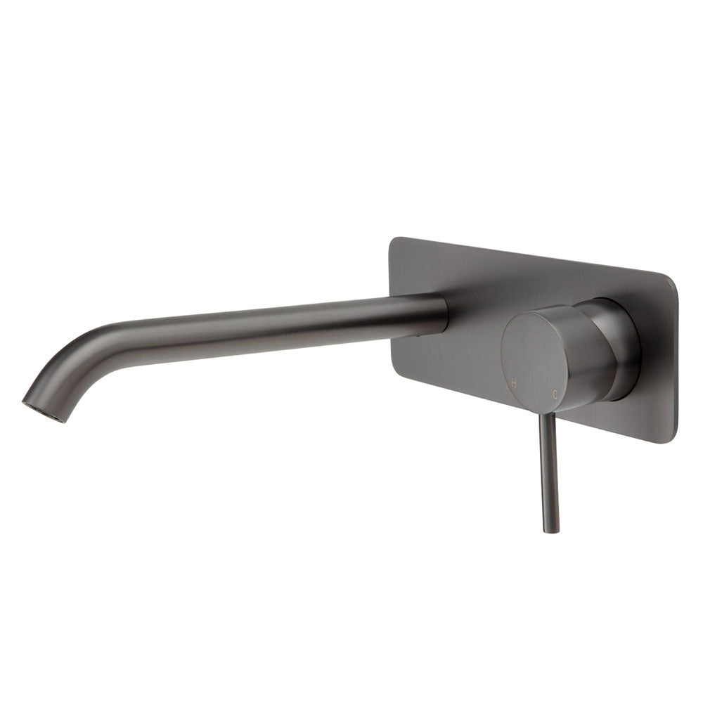 Fienza Kaya Wall Basin/Bath Mixer Gun Metal, 200mm Outlet 228106GM-200