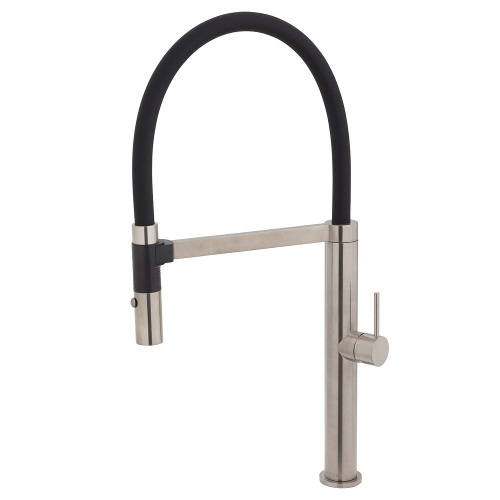 Fienza Kaya Gooseneck Pull Down Sink Mixer Brushed Nickel 228109BN