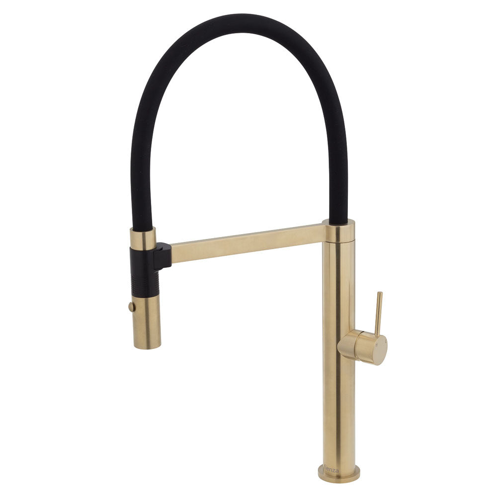 Fienza Kaya Gooseneck Pull Down Sink Mixer Urban Brass 228109UB