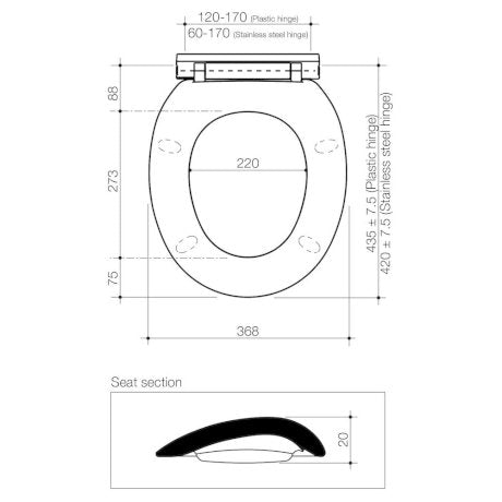 Caroma Caravelle Oval Soft Close Quick Release Toilet Seat 254003W