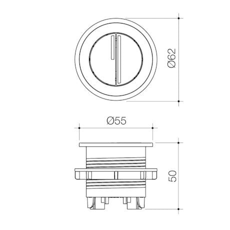 Caroma Dual Flush Round Bezel & Button Brushed Nickel 415028BN