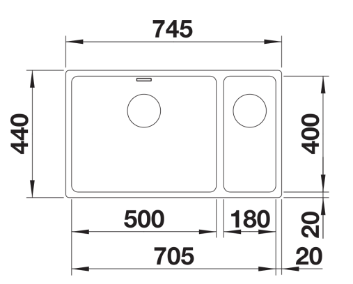 Blanco 1 & 1/4 Bowl Undermount Sink ANDANO 500/180-U