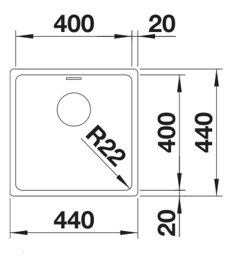 Blanco Inset / Flushmount Bowl Sink ANDANO 500-IF