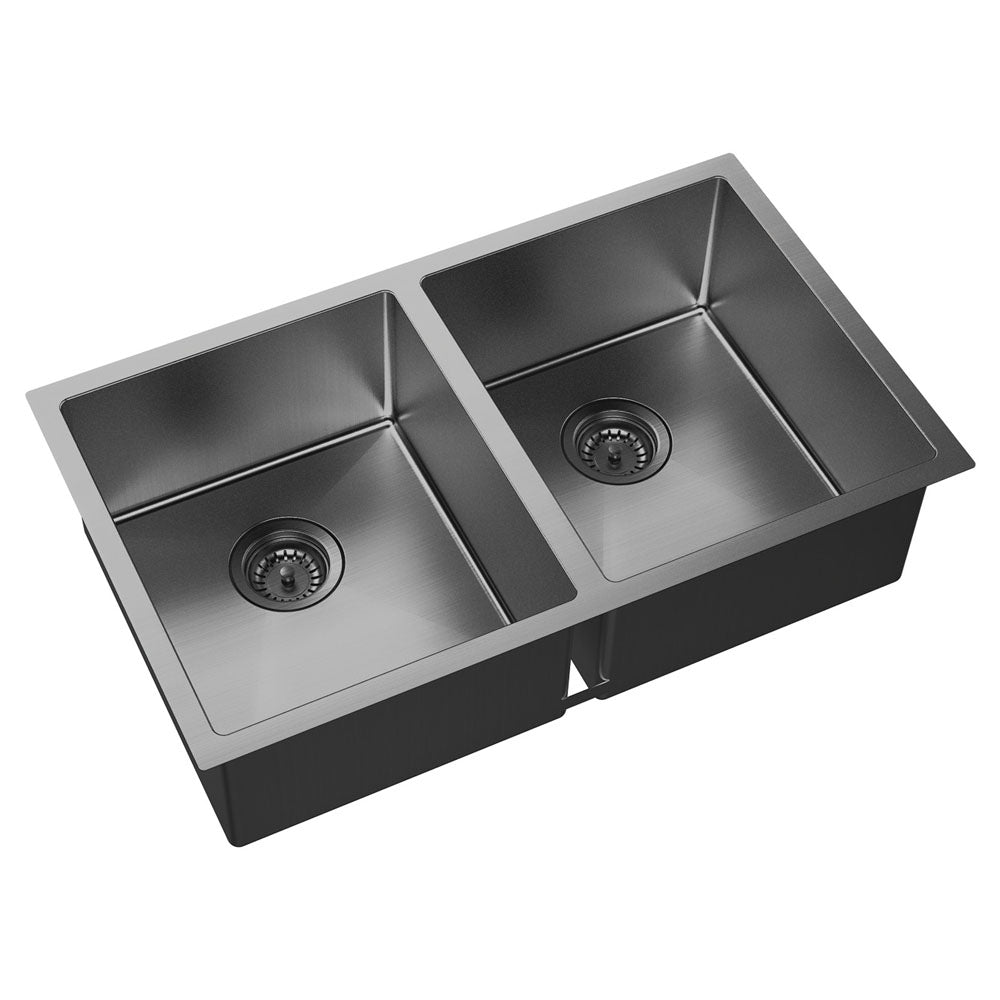 Fienza Hana 27/27L Carbon Metal Stainless Steel Double Bowl Sink 68403CM