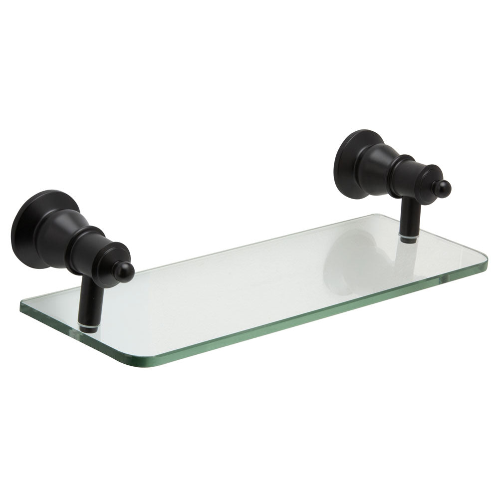 Fienza Lillian Glass Shower Shelf Matte Black 81007B