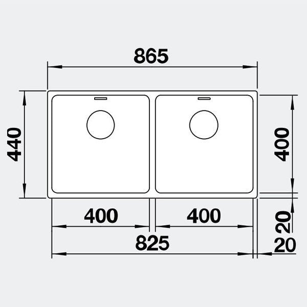 Blanco Double Bowl Sink ANDANO 400/400-U