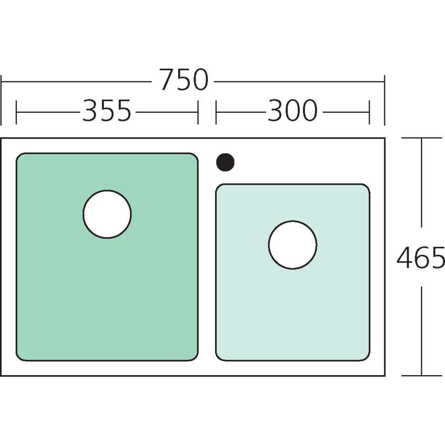 Oliveri Apollo 1 & 3/4 Offset Bowl Sink AP1415