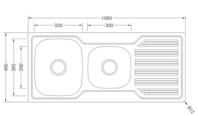 BUK Left Hand 1 & 1/2 Bowl Sink with Drainer JK108.1LS