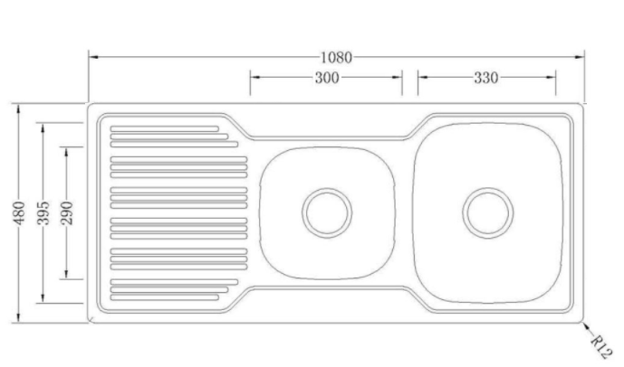 BUK Right Hand 1 & 1/2 Bowl Sink with Drainer