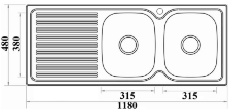 BUK Right Hand Double Bowl Sink with Drainer JK118.1RS
